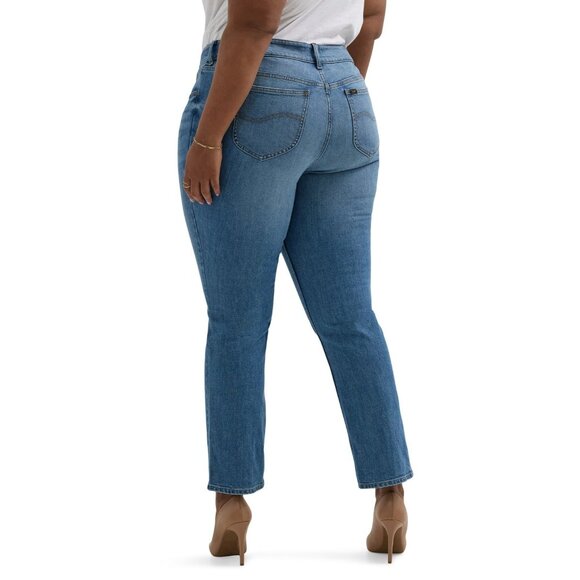 Lee Women's Plus Midrise Relaxed Fit Straight Leg Jean, Size 16W, Mid-Rise - Picture 2 of 6